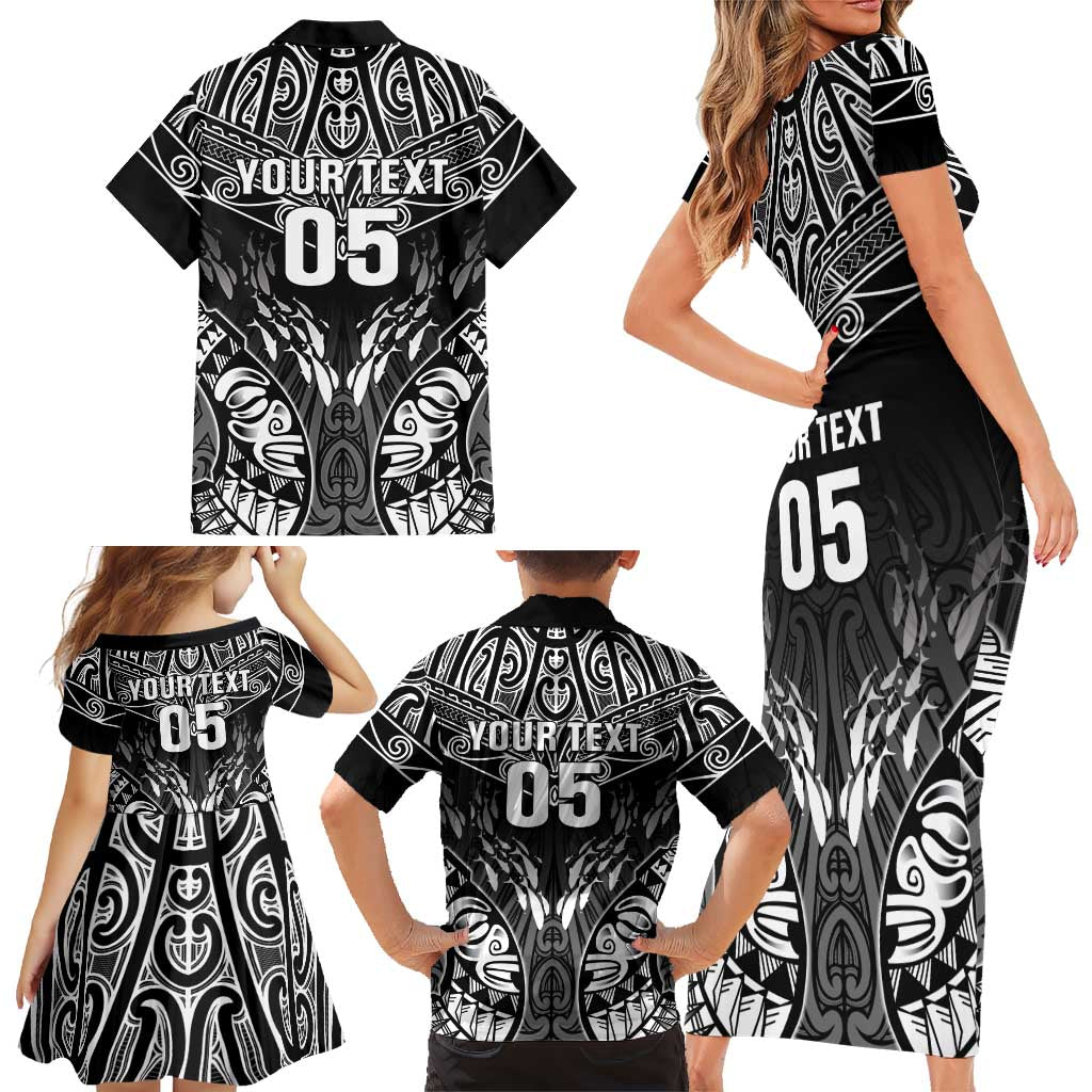 Custom New Zealand Fishing Family Matching Short Sleeve Bodycon Dress and Hawaiian Shirt Aotearoa Maori Koru LT05 - Polynesian Pride