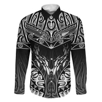Custom New Zealand Fishing Family Matching Summer Maxi Dress and Hawaiian Shirt Aotearoa Maori Koru LT05 Dad's Shirt - Long Sleeve Black - Polynesian Pride