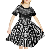 Custom New Zealand Fishing Kid Short Sleeve Dress Aotearoa Maori Koru - Polynesian Pride