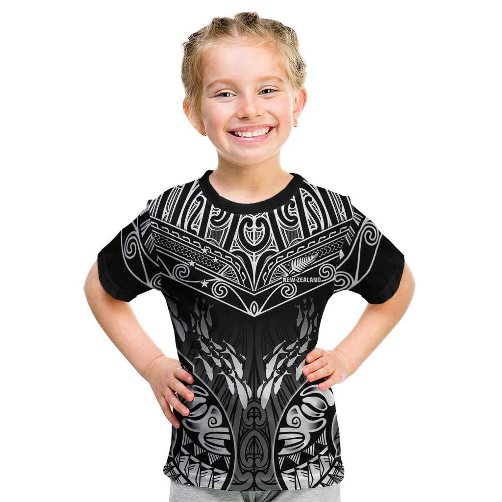Custom New Zealand Fishing Kid T Shirt Aotearoa Maori Koru - Polynesian Pride
