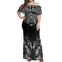 Custom New Zealand Fishing Off Shoulder Maxi Dress Aotearoa Maori Koru LT05 Women Black - Polynesian Pride