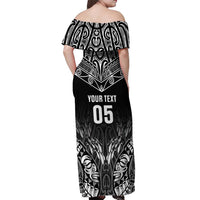 Custom New Zealand Fishing Off Shoulder Maxi Dress Aotearoa Maori Koru LT05 - Polynesian Pride