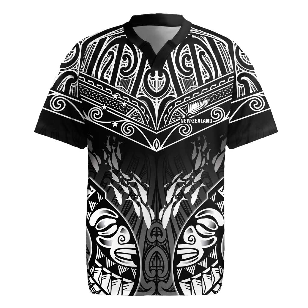 Custom New Zealand Fishing Rugby Jersey Aotearoa Maori Koru - Polynesian Pride
