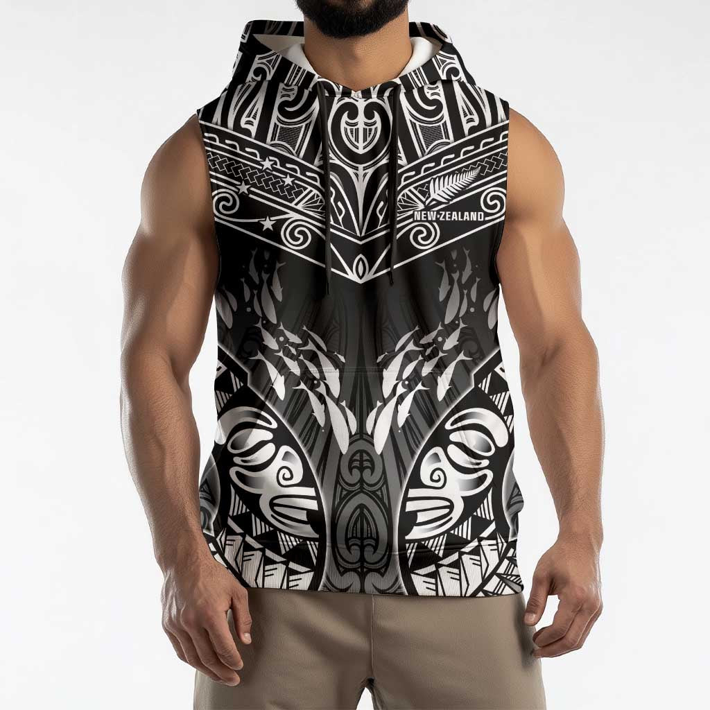 Custom New Zealand Fishing Sleeveless Hoodie Aotearoa Maori Koru - Polynesian Pride