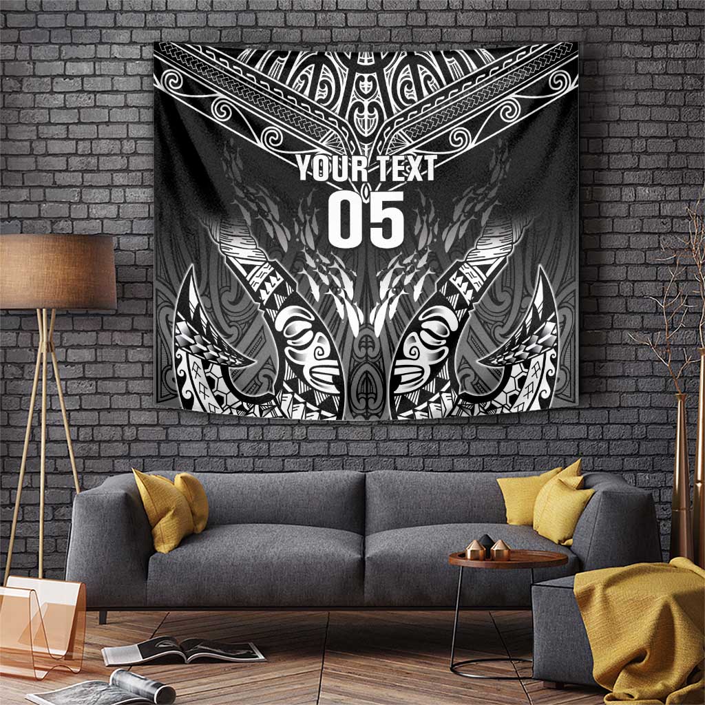 Custom New Zealand Fishing Tapestry Aotearoa Maori Koru LT05 Black - Polynesian Pride