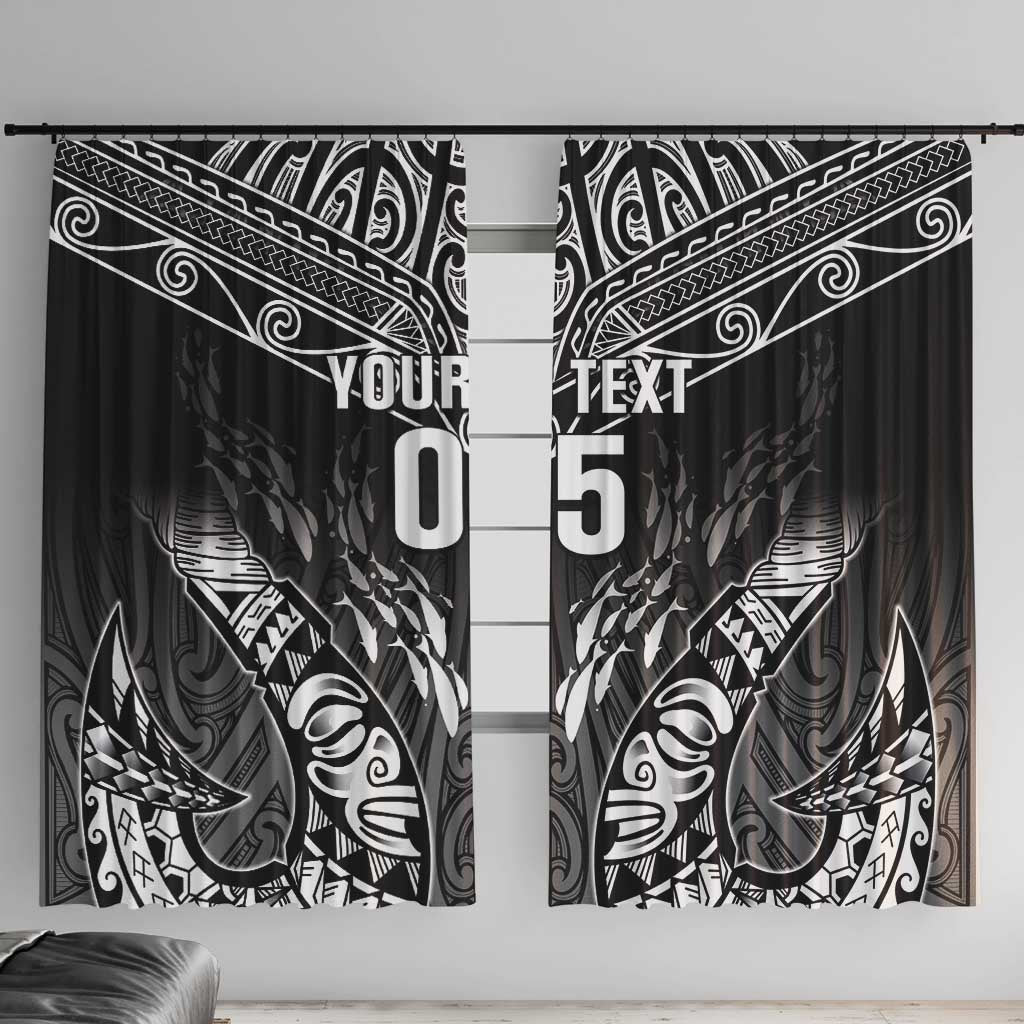 Custom New Zealand Fishing Window Curtain Aotearoa Maori Koru LT05 With Hooks Black - Polynesian Pride