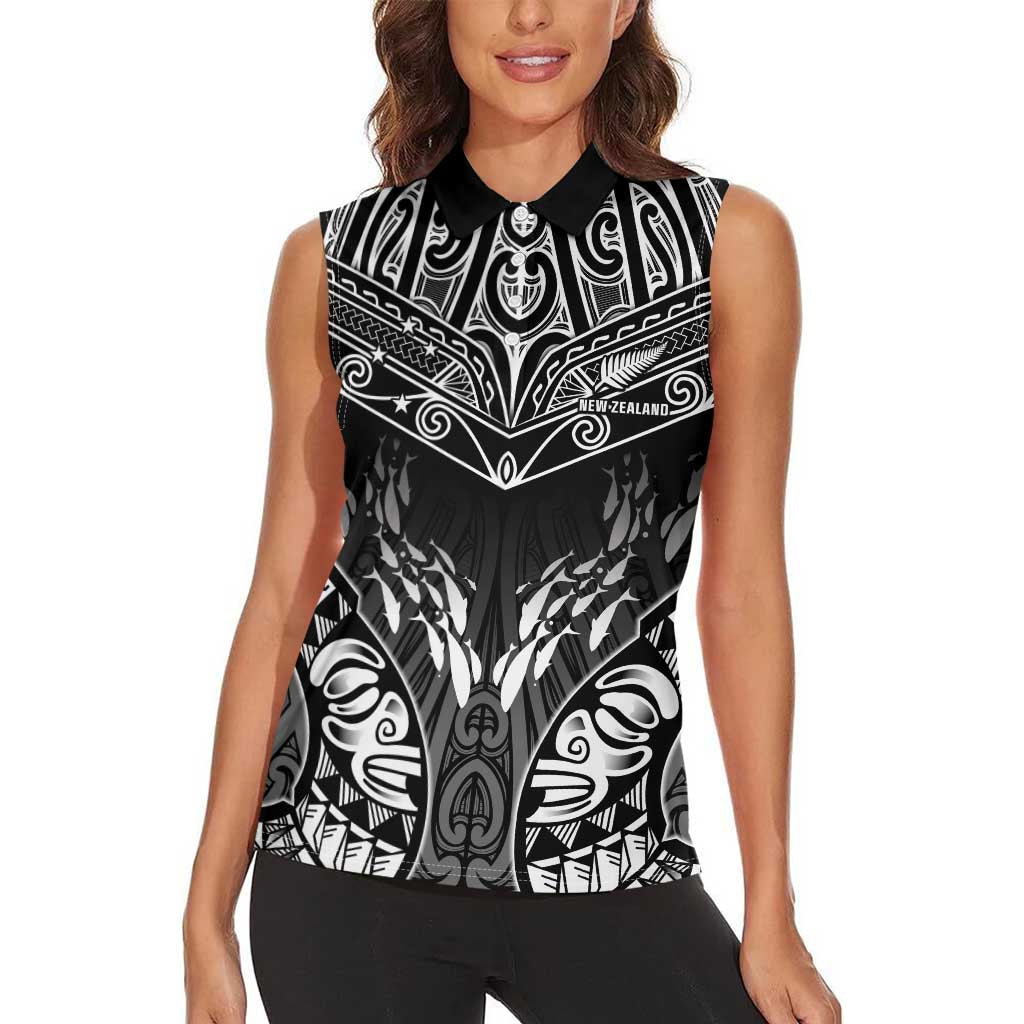 Custom New Zealand Fishing Women Sleeveless Polo Shirt Aotearoa Maori Koru LT05 - Polynesian Pride