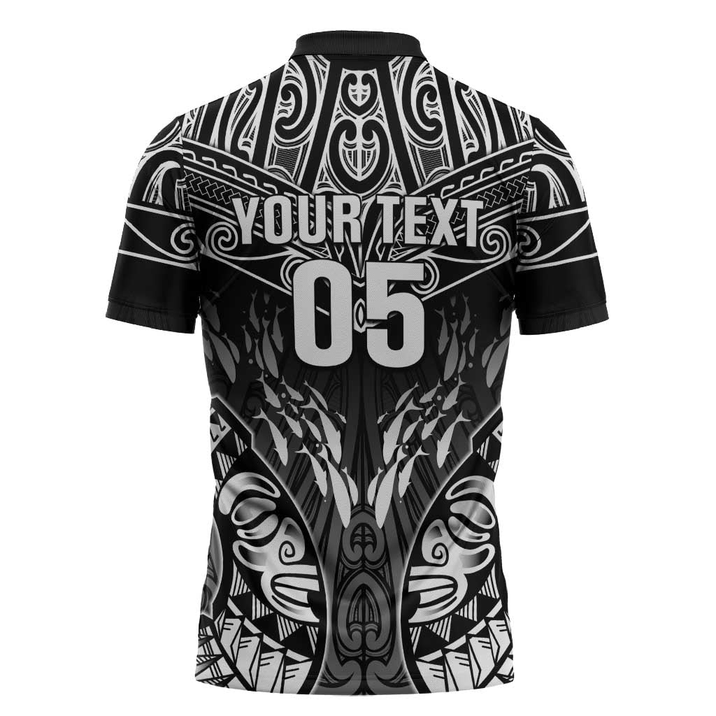 Custom New Zealand Fishing Zipper Polo Shirt Aotearoa Maori Koru - Polynesian Pride