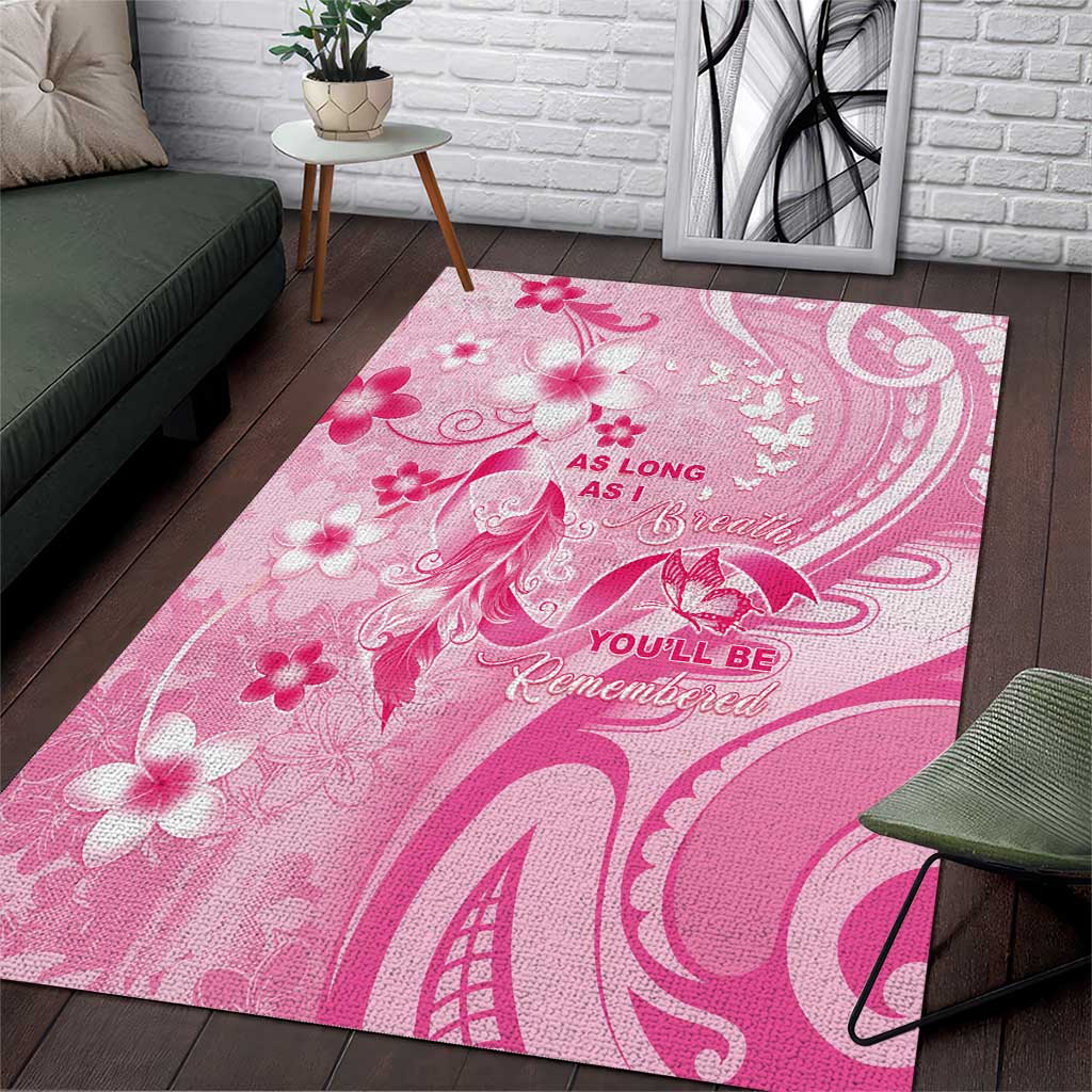Memorial Pink Breast Cancer Awareness Area Rug Plumeria Floral Tribal Pattern LT05 Pink - Polynesian Pride