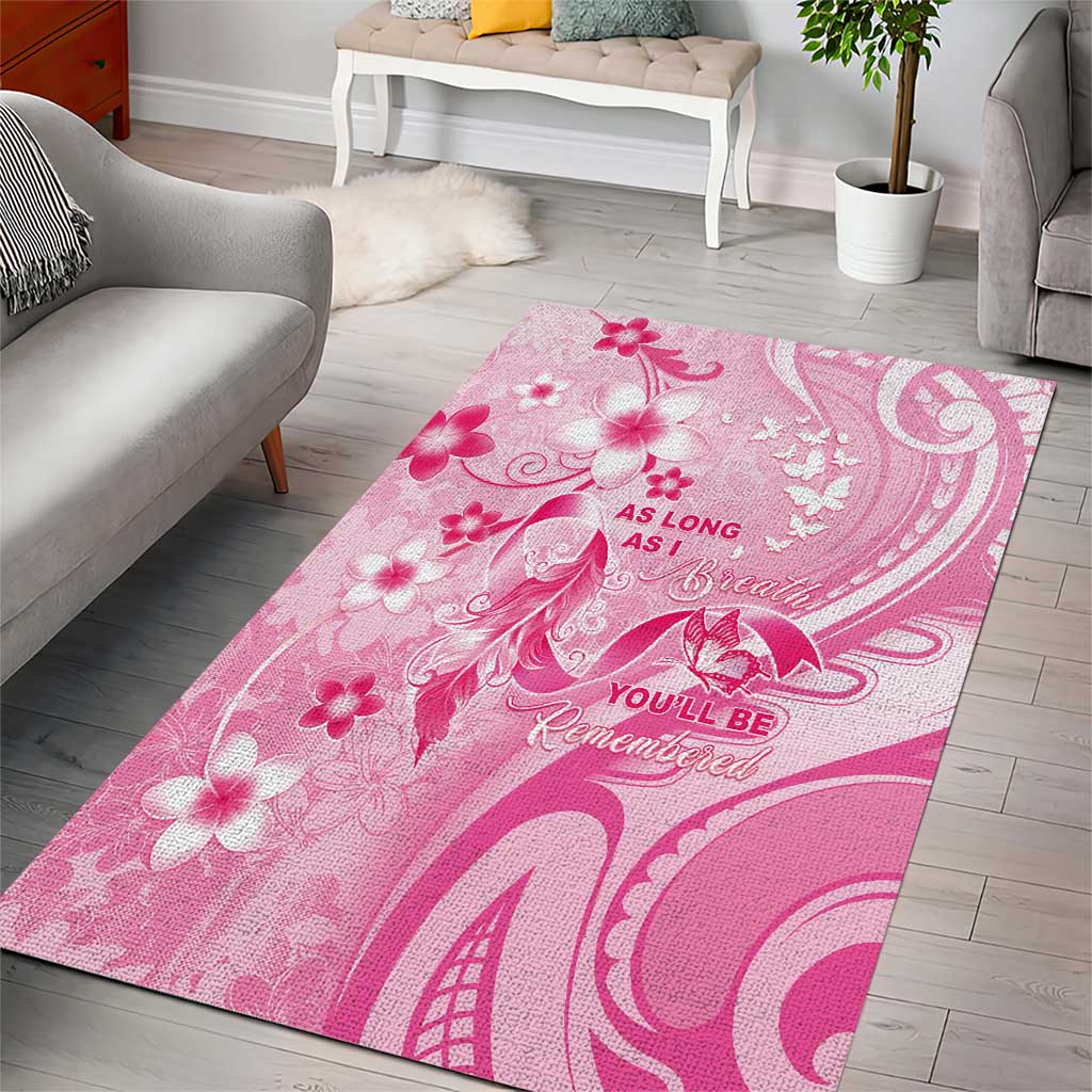 Memorial Pink Breast Cancer Awareness Area Rug Plumeria Floral Tribal Pattern LT05 - Polynesian Pride