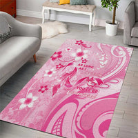 Memorial Pink Breast Cancer Awareness Area Rug Plumeria Floral Tribal Pattern LT05 - Polynesian Pride