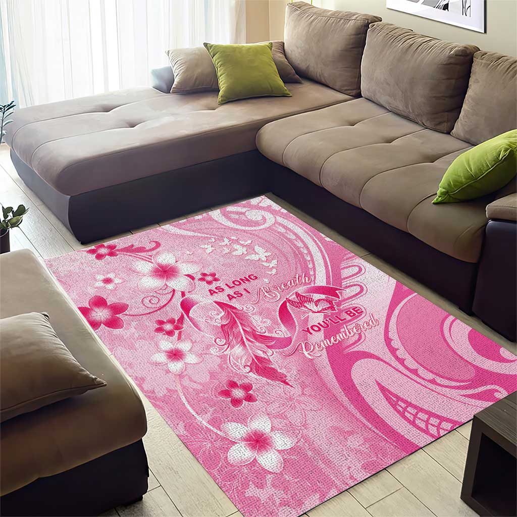 Memorial Pink Breast Cancer Awareness Area Rug Plumeria Floral Tribal Pattern LT05 - Polynesian Pride