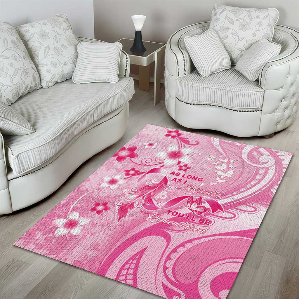 Memorial Pink Breast Cancer Awareness Area Rug Plumeria Floral Tribal Pattern LT05 - Polynesian Pride