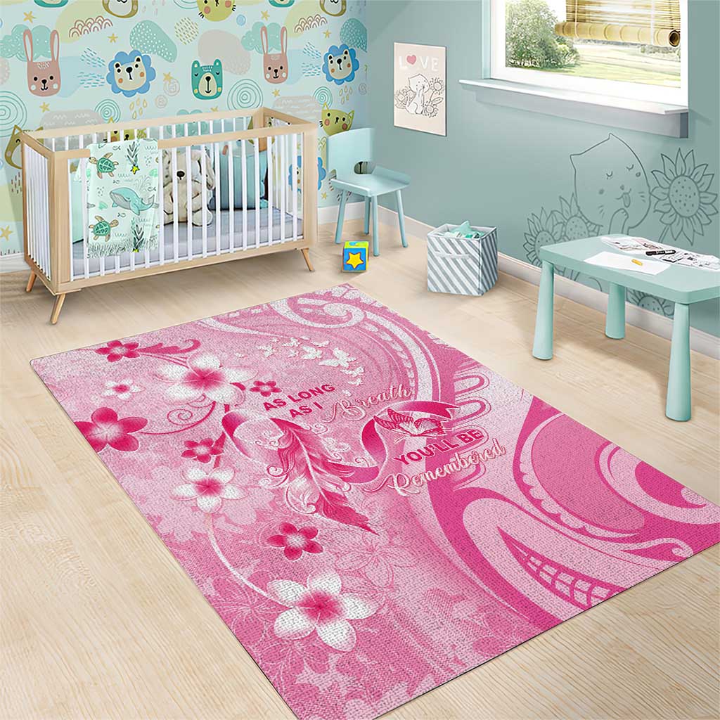 Memorial Pink Breast Cancer Awareness Area Rug Plumeria Floral Tribal Pattern LT05 - Polynesian Pride