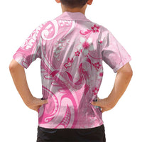 Personalised Memorial Pink Breast Cancer Awareness Family Matching Mermaid Dress and Hawaiian Shirt Plumeria Floral Tribal Pattern LT05 - Polynesian Pride