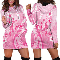 Personalised Memorial Pink Breast Cancer Awareness Hoodie Dress Plumeria Floral Tribal Pattern LT05 - Polynesian Pride