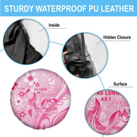 Memorial Pink Breast Cancer Awareness Spare Tire Cover Plumeria Floral Tribal Pattern - Polynesian Pride