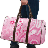 Memorial Pink Breast Cancer Awareness Travel Bag Plumeria Floral Tribal Pattern - Polynesian Pride