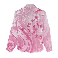 Personalised Memorial Pink Breast Cancer Awareness Women Casual Shirt Plumeria Floral Tribal Pattern LT05 - Polynesian Pride