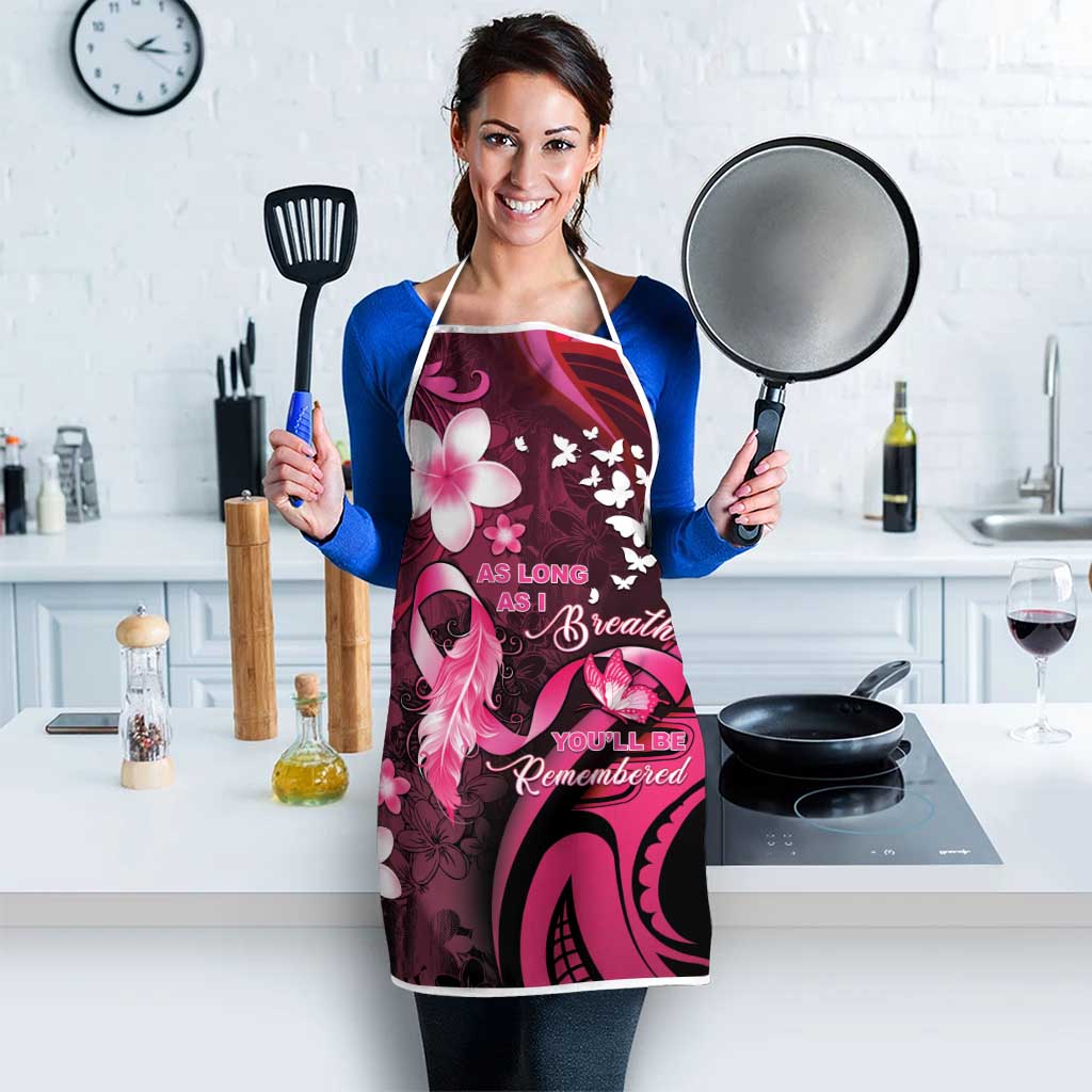 Memorial Breast Cancer Awareness Apron Plumeria Floral Tribal Pattern - Polynesian Pride