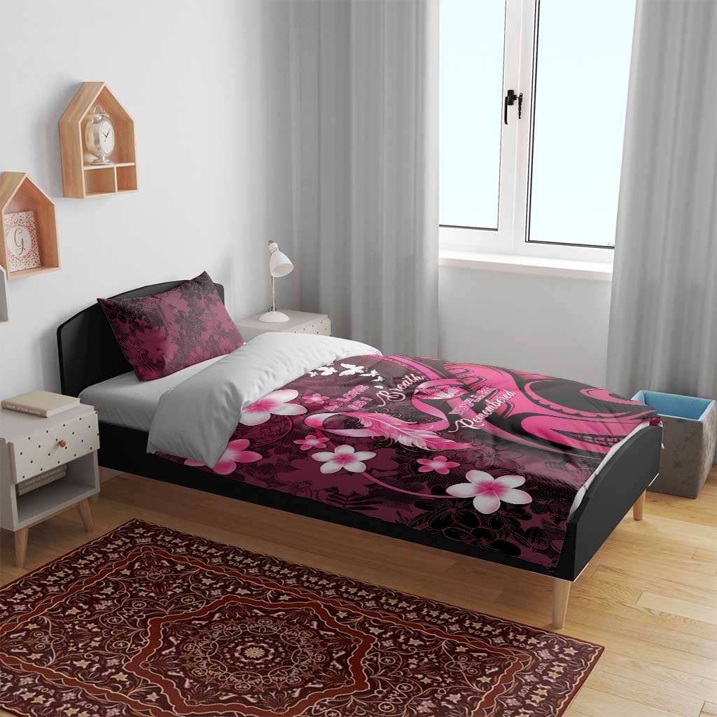 Memorial Breast Cancer Awareness Bedding Set Plumeria Floral Tribal Pattern - Polynesian Pride