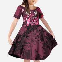 Personalised Memorial Breast Cancer Awareness Family Matching Mermaid Dress and Hawaiian Shirt Plumeria Floral Tribal Pattern LT05 Daughter's Dress Black - Polynesian Pride