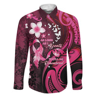 Personalised Memorial Breast Cancer Awareness Family Matching Mermaid Dress and Hawaiian Shirt Plumeria Floral Tribal Pattern LT05 Dad's Shirt - Long Sleeve Black - Polynesian Pride