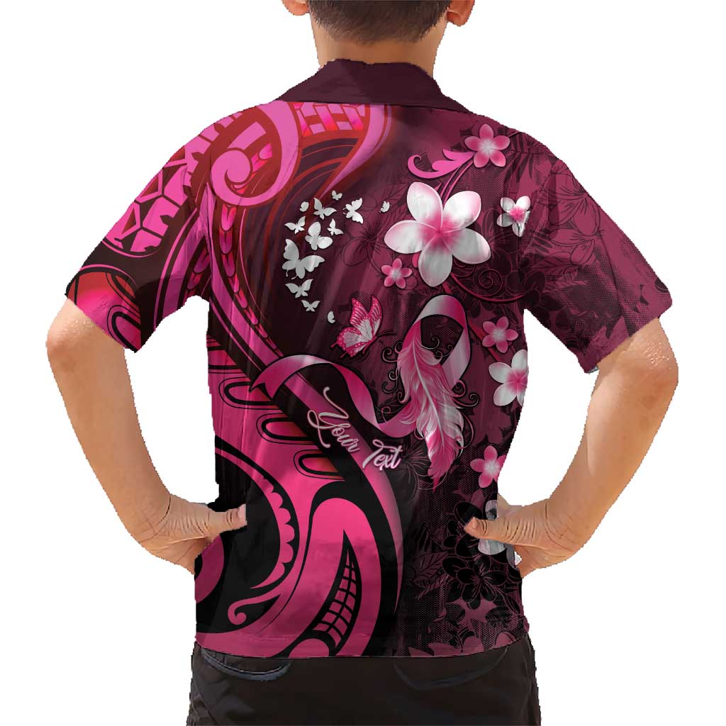 Personalised Memorial Breast Cancer Awareness Family Matching Off Shoulder Short Dress and Hawaiian Shirt Plumeria Floral Tribal Pattern LT05 - Polynesian Pride
