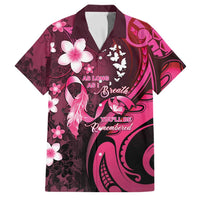 Personalised Memorial Breast Cancer Awareness Family Matching Puletasi and Hawaiian Shirt Plumeria Floral Tribal Pattern LT05 Dad's Shirt - Short Sleeve Black - Polynesian Pride