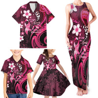 Personalised Memorial Breast Cancer Awareness Family Matching Tank Maxi Dress and Hawaiian Shirt Plumeria Floral Tribal Pattern LT05 - Polynesian Pride