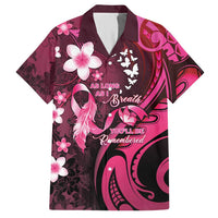 Personalised Memorial Breast Cancer Awareness Hawaiian Shirt Plumeria Floral Tribal Pattern - Polynesian Pride