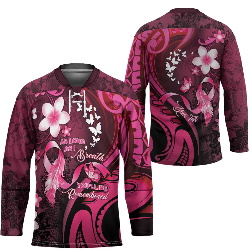 Personalised Memorial Breast Cancer Awareness Hockey Jersey Plumeria Floral Tribal Pattern LT05 - Polynesian Pride