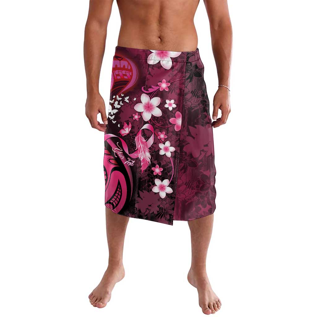 Personalised Memorial Breast Cancer Awareness Lavalava Plumeria Floral Tribal Pattern - Polynesian Pride