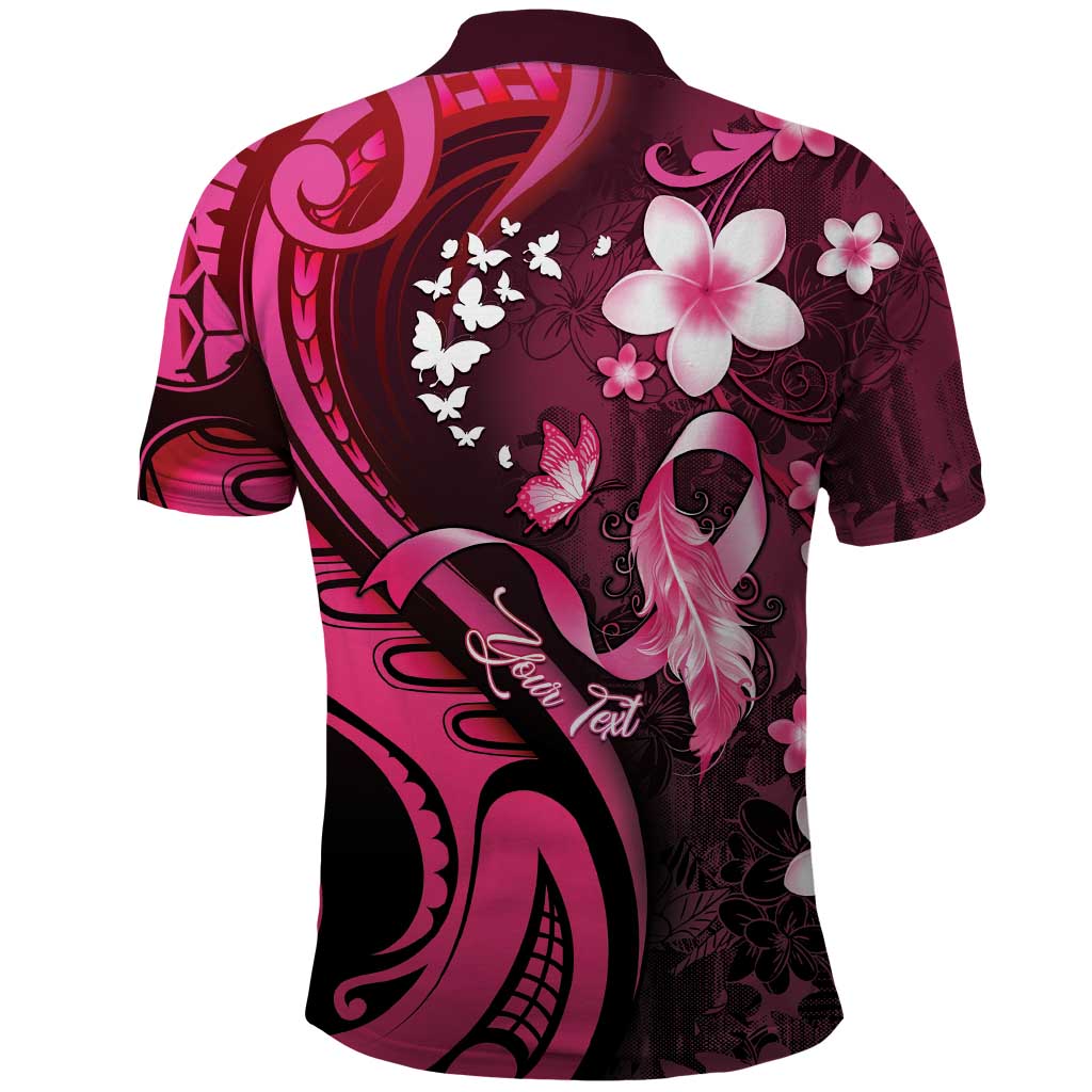 Personalised Memorial Breast Cancer Awareness Polo Shirt Plumeria Floral Tribal Pattern LT05 - Polynesian Pride