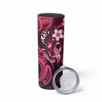 Personalised Memorial Breast Cancer Awareness Skinny Tumbler Plumeria Floral Tribal Pattern LT05 - Polynesian Pride