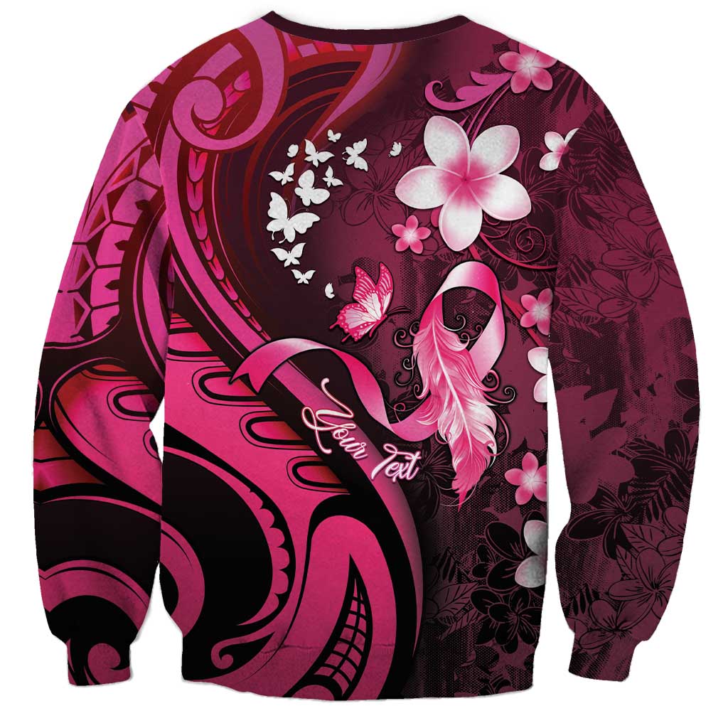 Personalised Memorial Breast Cancer Awareness Sweatshirt Plumeria Floral Tribal Pattern LT05 - Polynesian Pride