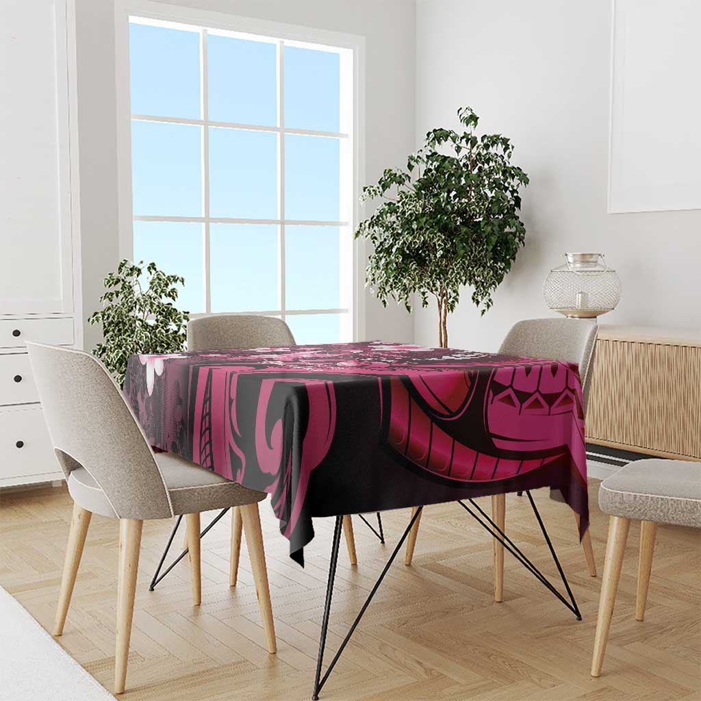 Memorial Breast Cancer Awareness Tablecloth Plumeria Floral Tribal Pattern - Polynesian Pride