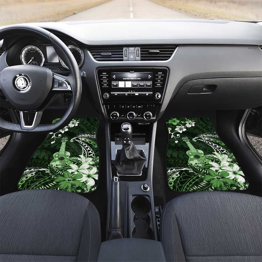 Hawaii Ukulele Car Mats Polynesian Pattern Mix Hibiscus Green Version