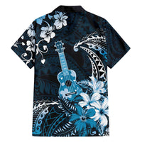 Hawaii Ukulele Family Matching Tank Maxi Dress and Hawaiian Shirt Polynesian Pattern Mix Hibiscus Blue Version LT05 - Polynesian Pride