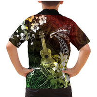 Hawaii Ukulele Family Matching Mermaid Dress and Hawaiian Shirt Polynesian Pattern Mix Hibiscus Reggae Version LT05