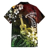 Hawaii Ukulele Family Matching Puletasi and Hawaiian Shirt Polynesian Pattern Mix Hibiscus Reggae Version LT05