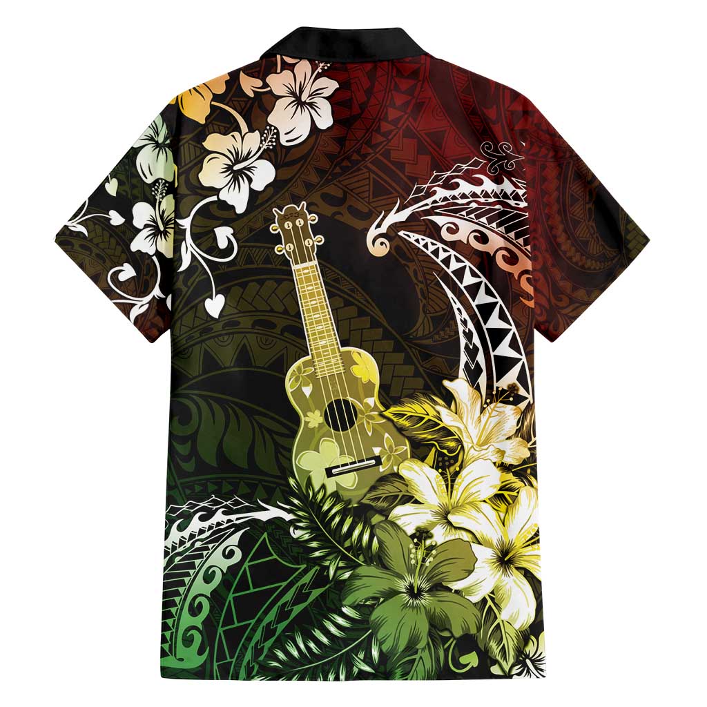 Hawaii Ukulele Family Matching Tank Maxi Dress and Hawaiian Shirt Polynesian Pattern Mix Hibiscus Reggae Version LT05