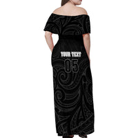 Custom New Zealand Marathon Family Matching Off Shoulder Maxi Dress and Hawaiian Shirt Maori Style LT05 - Polynesian Pride