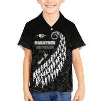 Custom New Zealand Marathon Family Matching Off Shoulder Short Dress and Hawaiian Shirt Maori Style LT05 Son's Shirt Black - Polynesian Pride