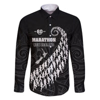 Custom New Zealand Marathon Family Matching Short Sleeve Bodycon Dress and Hawaiian Shirt Maori Style LT05 Dad's Shirt - Long Sleeve Black - Polynesian Pride