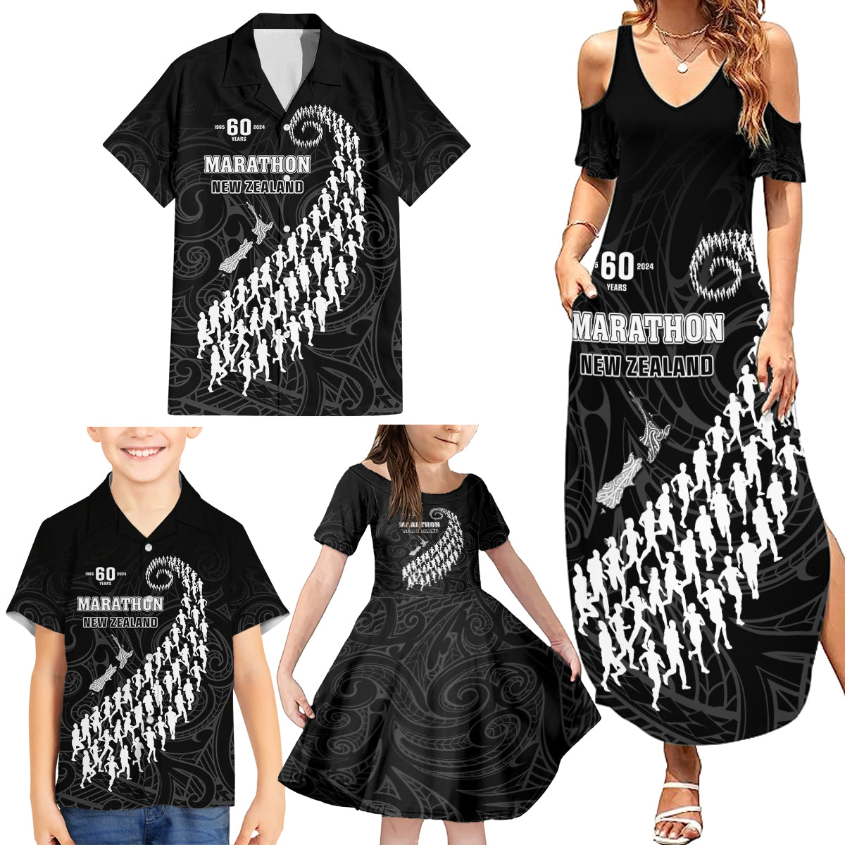 Custom New Zealand Marathon Family Matching Summer Maxi Dress and Hawaiian Shirt Maori Style LT05 - Polynesian Pride