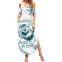 New Zealand Aotearoa Hari Ra Mama Family Matching Summer Maxi Dress and Hawaiian Shirt A Mother's Love Is Like No Otter LT05 Mom's Dress White - Polynesian Pride