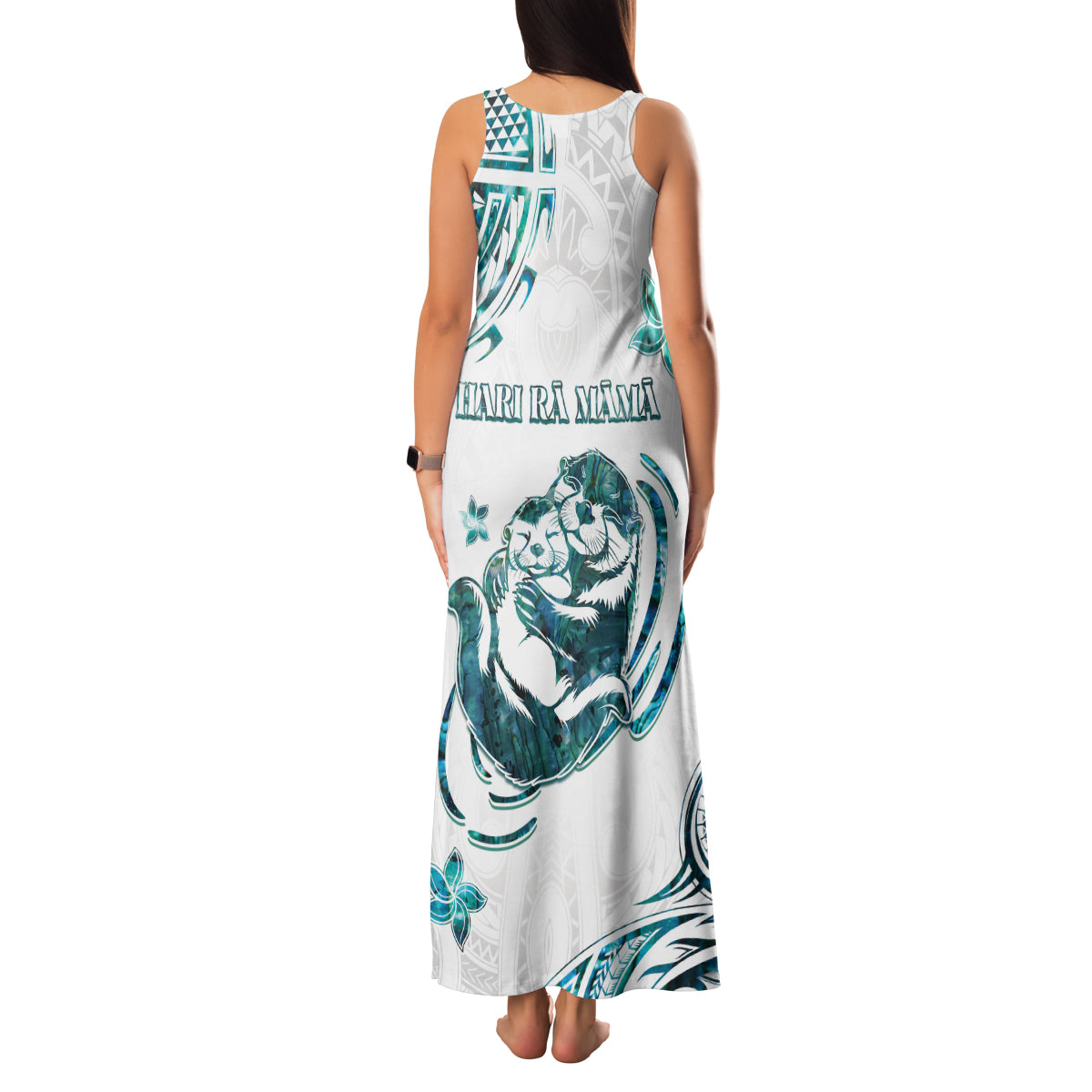 New Zealand Aotearoa Hari Ra Mama Family Matching Tank Maxi Dress and Hawaiian Shirt A Mother's Love Is Like No Otter LT05 - Polynesian Pride
