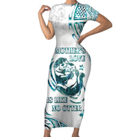 New Zealand Aotearoa Hari Ra Mama Short Sleeve Bodycon Dress A Mother's Love Is Like No Otter LT05 Long Dress White - Polynesian Pride