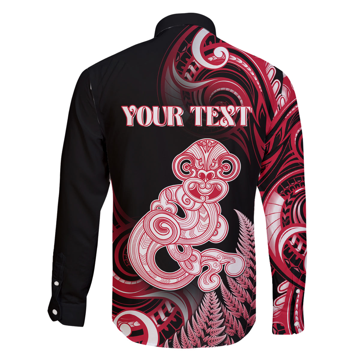 Personalised New Zealand Maori Taniwha Family Matching Mermaid Dress and Hawaiian Shirt Silver Fern Red Version LT05 - Polynesian Pride